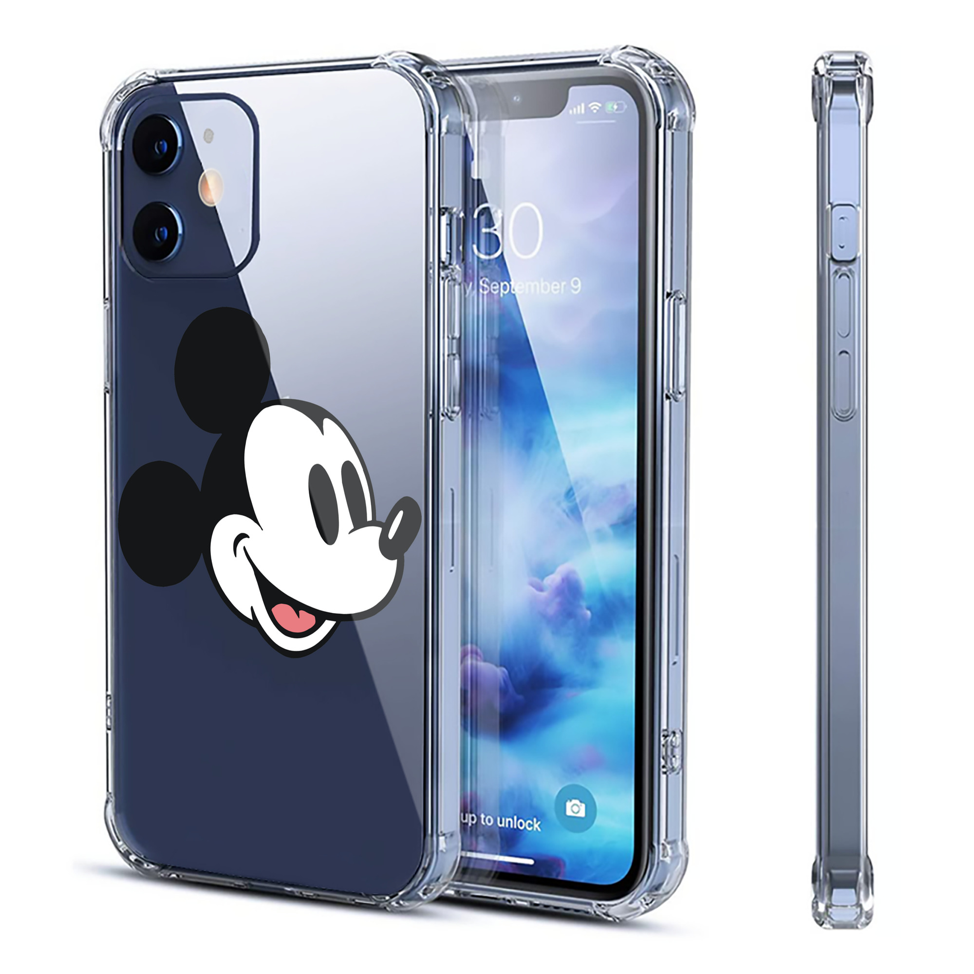 （画像用） ミッキーマウス Mickey Mouse 【iPhone 12シリーズ対応】透明スマホケース（クリアソフトケース）